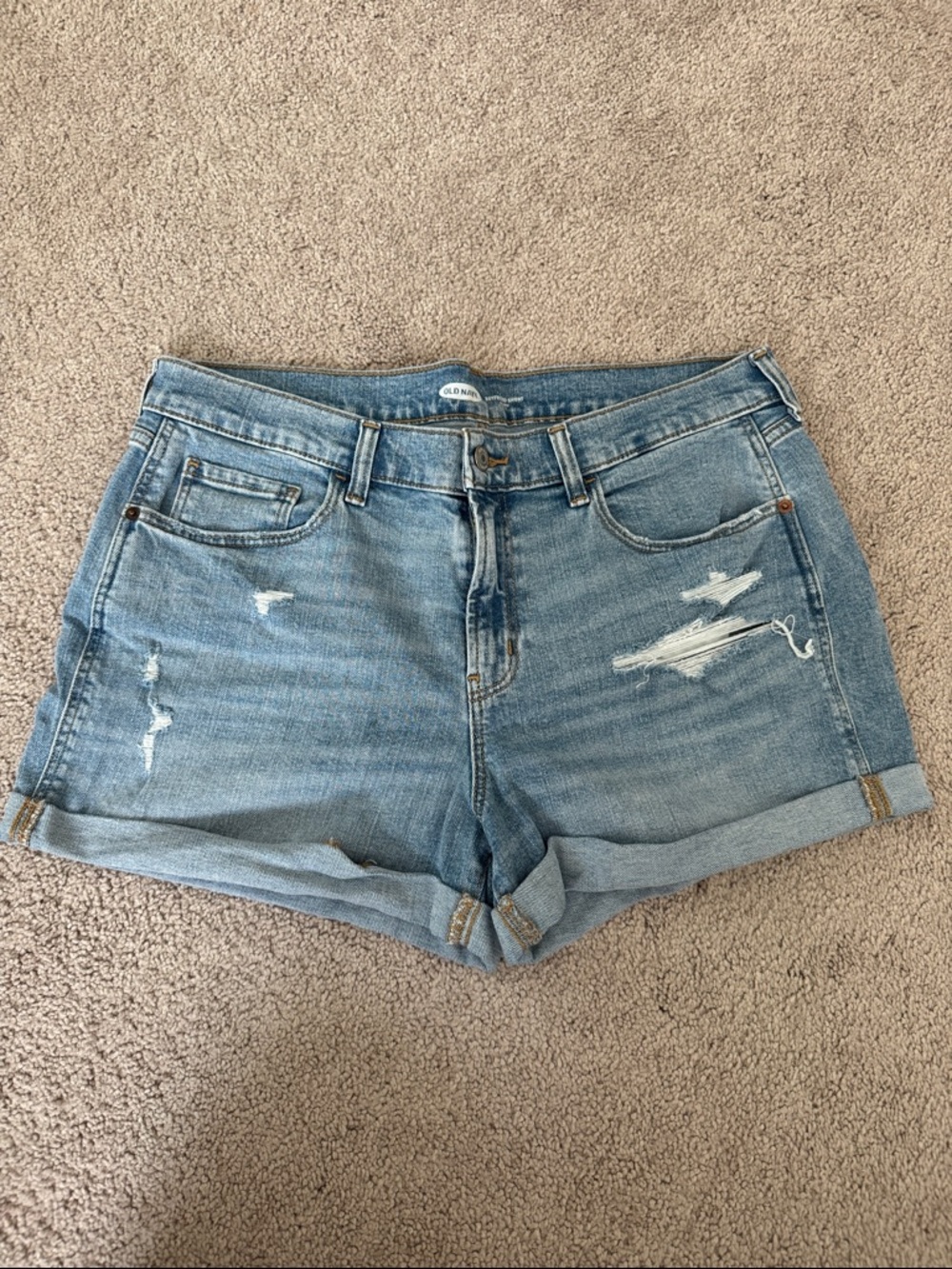 Old Navy Blue Distressed Denim Shorts - Women's Casual Cutoff